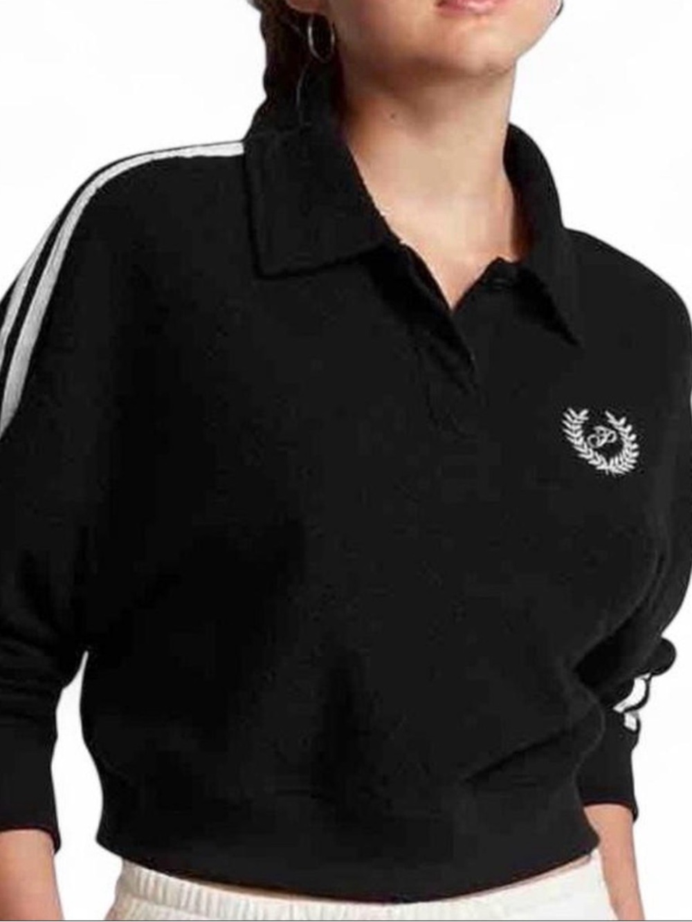 VICTORIA'S SECRET PINK  REVERSE FLEECE CROPPED POLO SWEATSHIRT. Size XXL NWT